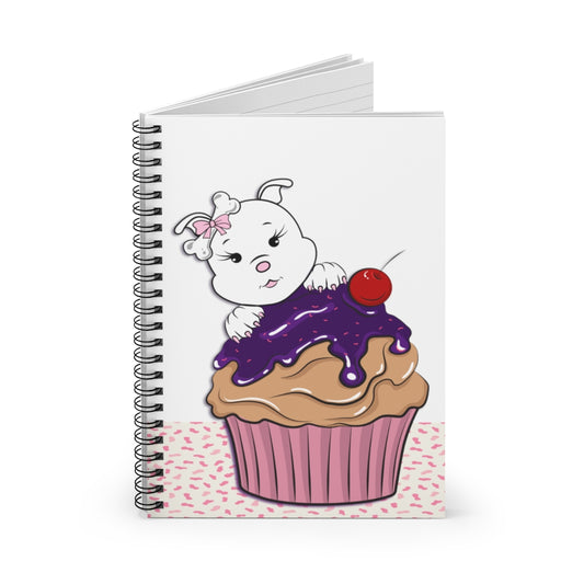 Purple Diamond Cupcake On Spiral Notebook - Ruled Line