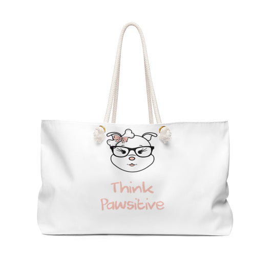 High IQ Diamond Thinking Pawsitive On White Weekender Bag