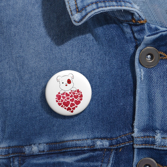 Mumbles Glitter Hearts Custom Pin Buttons