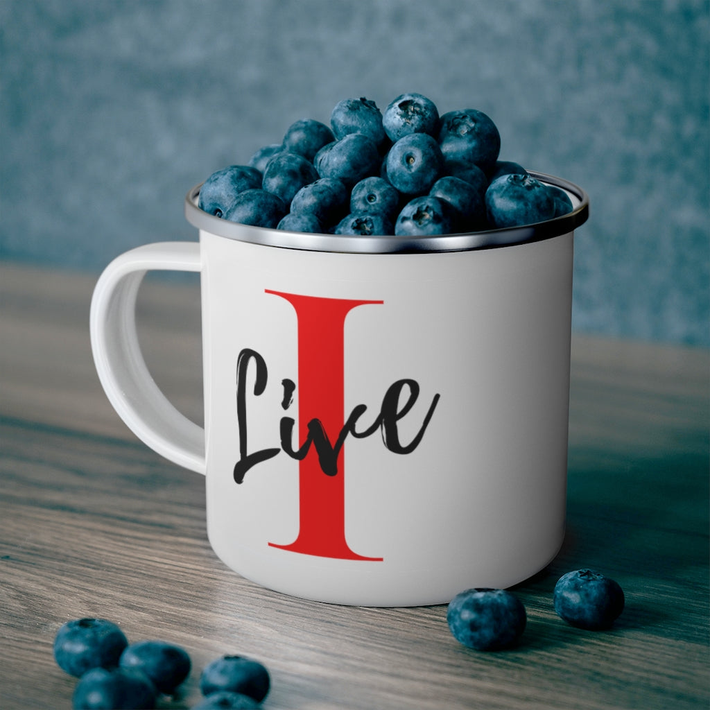 Oversized "I" LIVE On Enamel Camping Mug