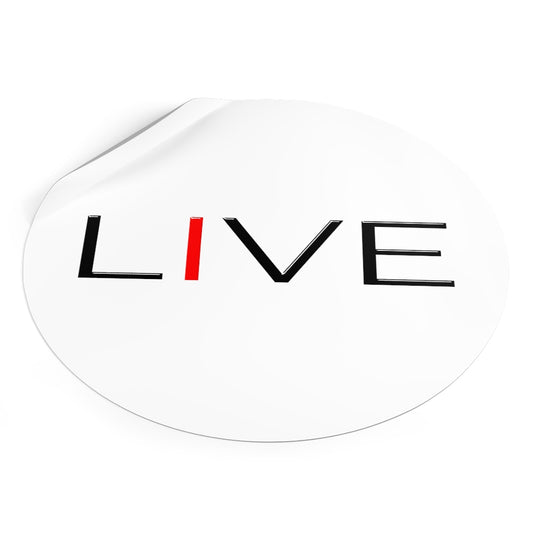 "I" LIVE On Round Vinyl Stickers