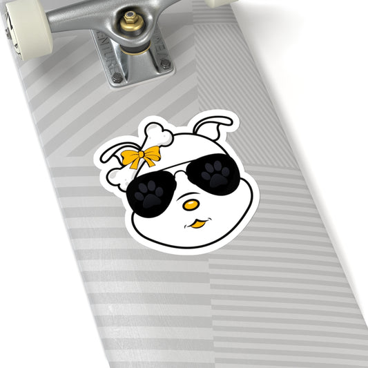 Yellow Diamond Sporting Sunglasses On Kiss-Cut Stickers