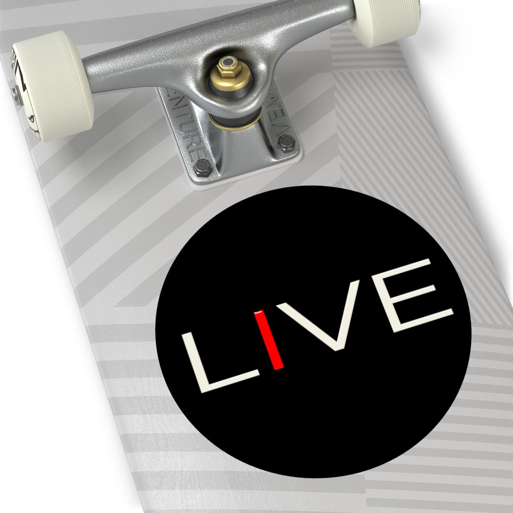 "I" LIVE On Black Round Vinyl Stickers