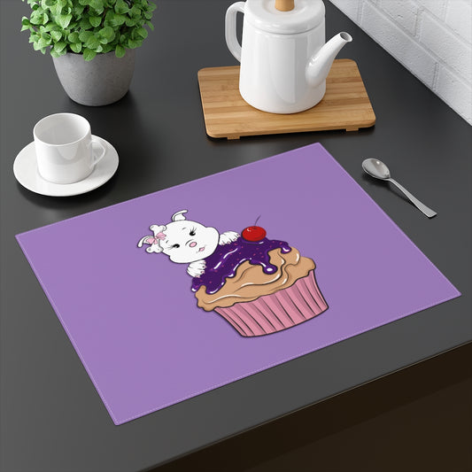 Purple Happy Birthday Diamond Cupcake On Lavender Placemat