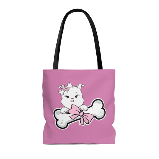 Pink Diamond With Oversized Bone On Pink Tote Bag