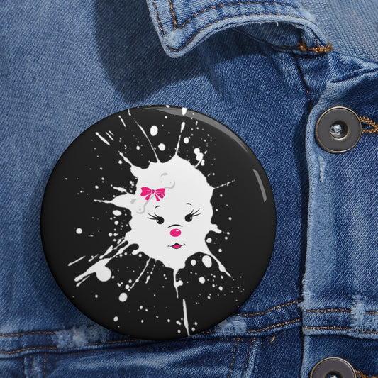 Pink Diamond Splash On Custom Pin Buttons
