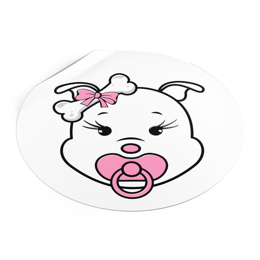 Pink Baby Diva Round Vinyl Stickers