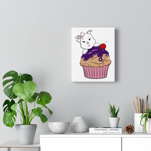 Purple Diamond Cupcake On White Canvas Gallery Wraps