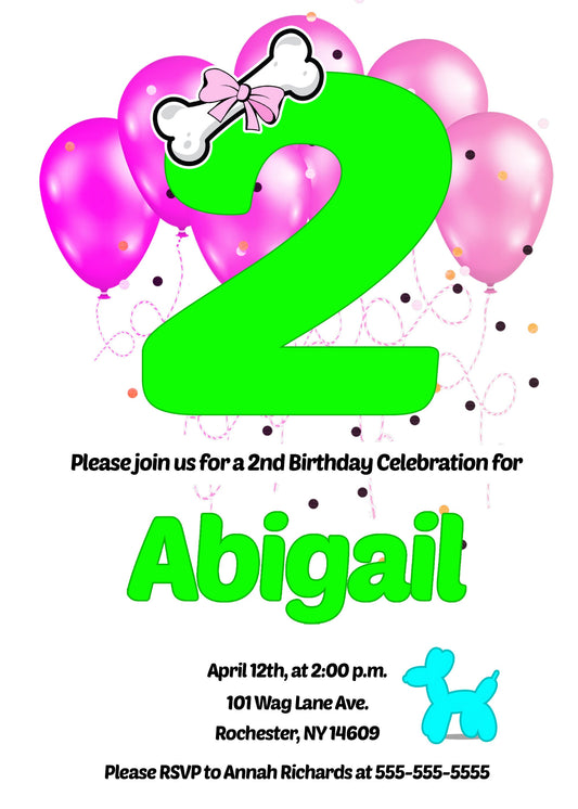 Diamond's Dog Bone Number Invites, Printable, Poochie Diva's Diamond Birthday Invitation, Personalized digital file, Free Thank You Tag