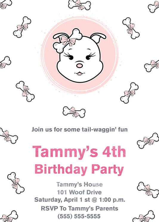 Poochie Diva “Diamond” Birthday Invitation | Kids Party Invite | Dog Stationery | Dog Birthday Invite | Digital Download Invite | Dog Lover