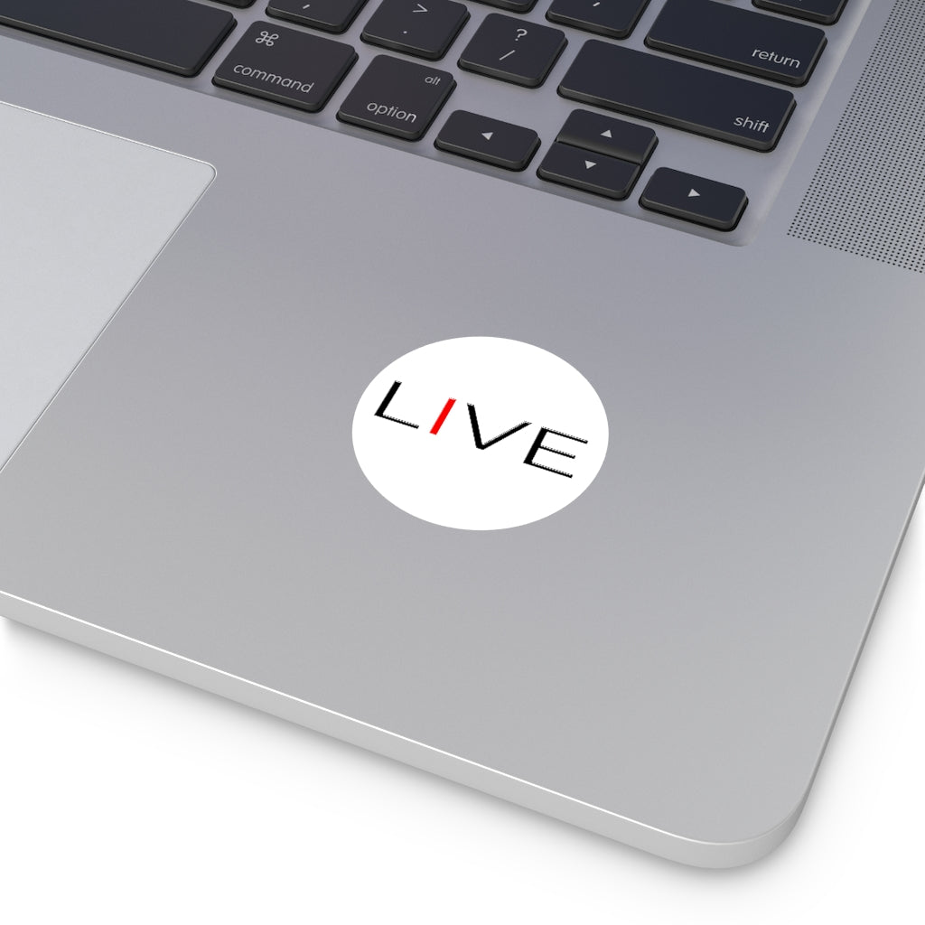 "I" LIVE On Round Vinyl Stickers