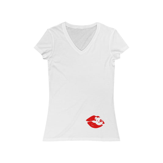 Mumble's Lips On Low Women's Jersey Short Sleeve V-Neck Tee