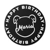 Personalize Mumble&#39;s Outline For Happy Birthday On Black Round Vinyl Stickers