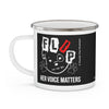 Flip For Her Lips - Her Voice Matters With Mumbles On Enamel Camping Mug