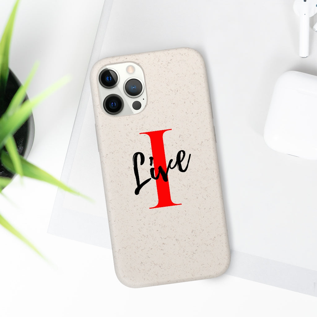 Oversized "I" Cursive LIVE On White Biodegradable Case