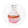 Vanilla With Sprinkles Diamond Cupcake On White Round Vinyl Stickers