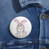 Diamond Wearing Pink Bunnysuit On Custom Pin Buttons