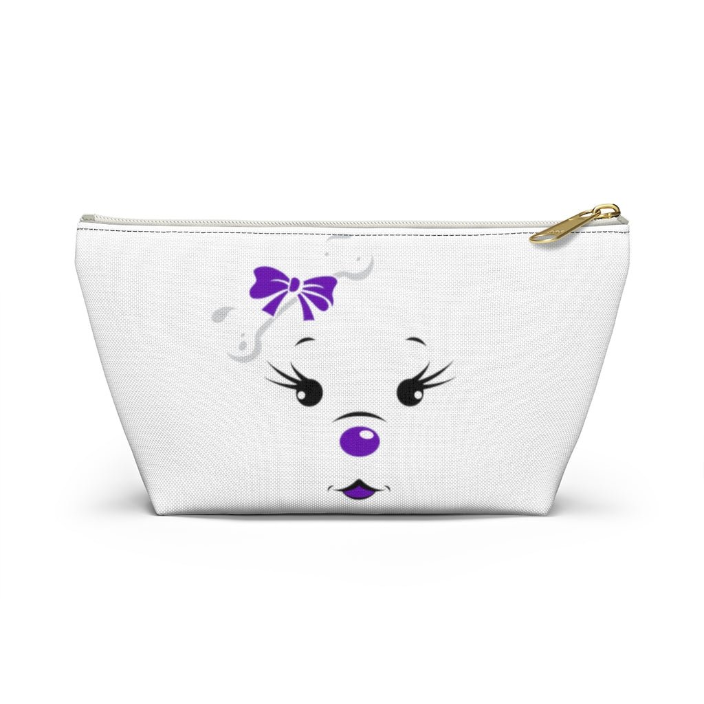 Purple Diamond Face On White Accessory Pouch w T-bottom