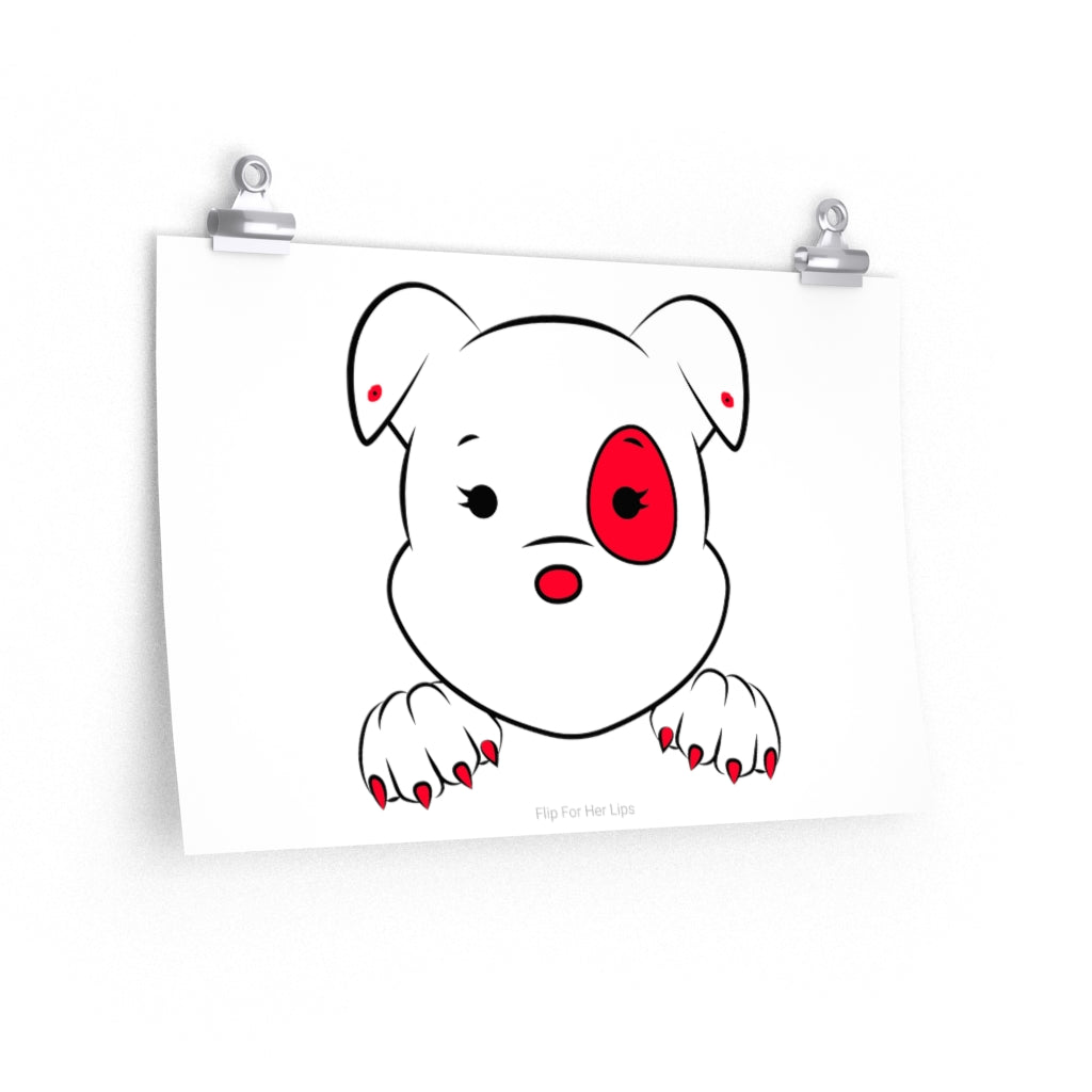 Red Mumbles Showing Paws On Premium Matte horizontal posters