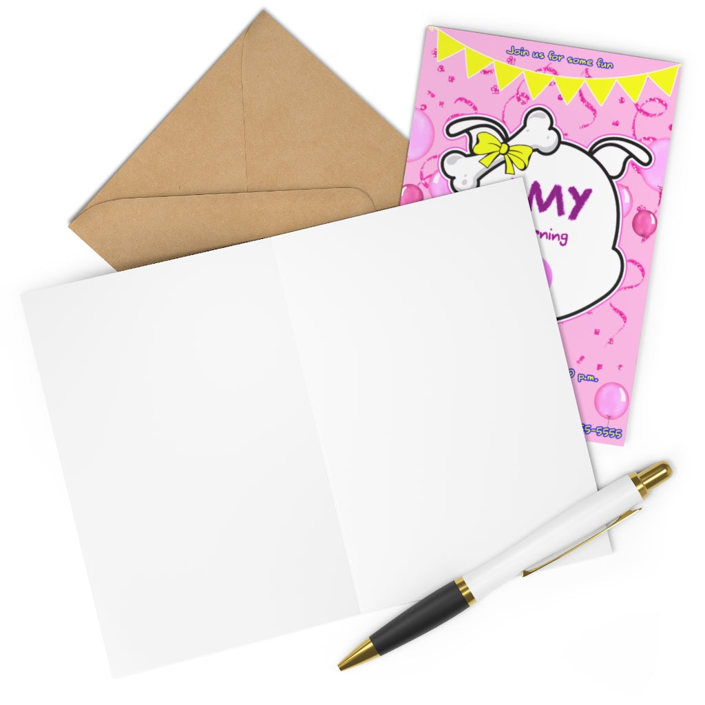 Personalized Yellow Diamond Head On Pinkish Greeting Cards (7 pcs)