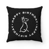 Poochie Diva Happy Birthday On Black Spun Polyester Square Pillow