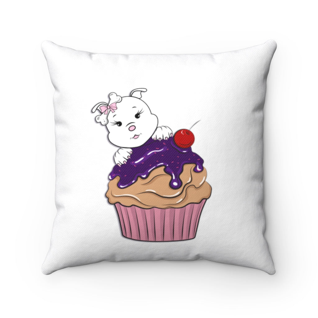 Purple Diamond Cupcake On Spun Polyester Square Pillow