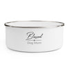 Personalized Blessed Dog Mom On Enamel Bowl