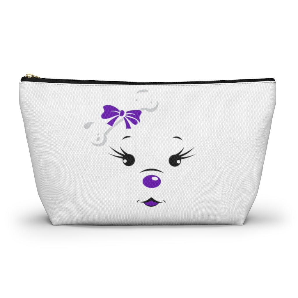 Purple Diamond Face On White Accessory Pouch w T-bottom