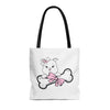 Pink Diamond With Oversized Bone On White Tote Bag