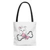 Pink Diamond With Oversized Bone On White Tote Bag