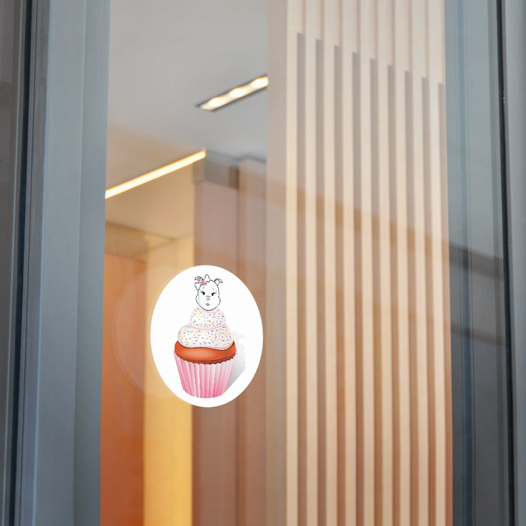 Vanilla With Sprinkles Diamond Cupcake On White Round Vinyl Stickers