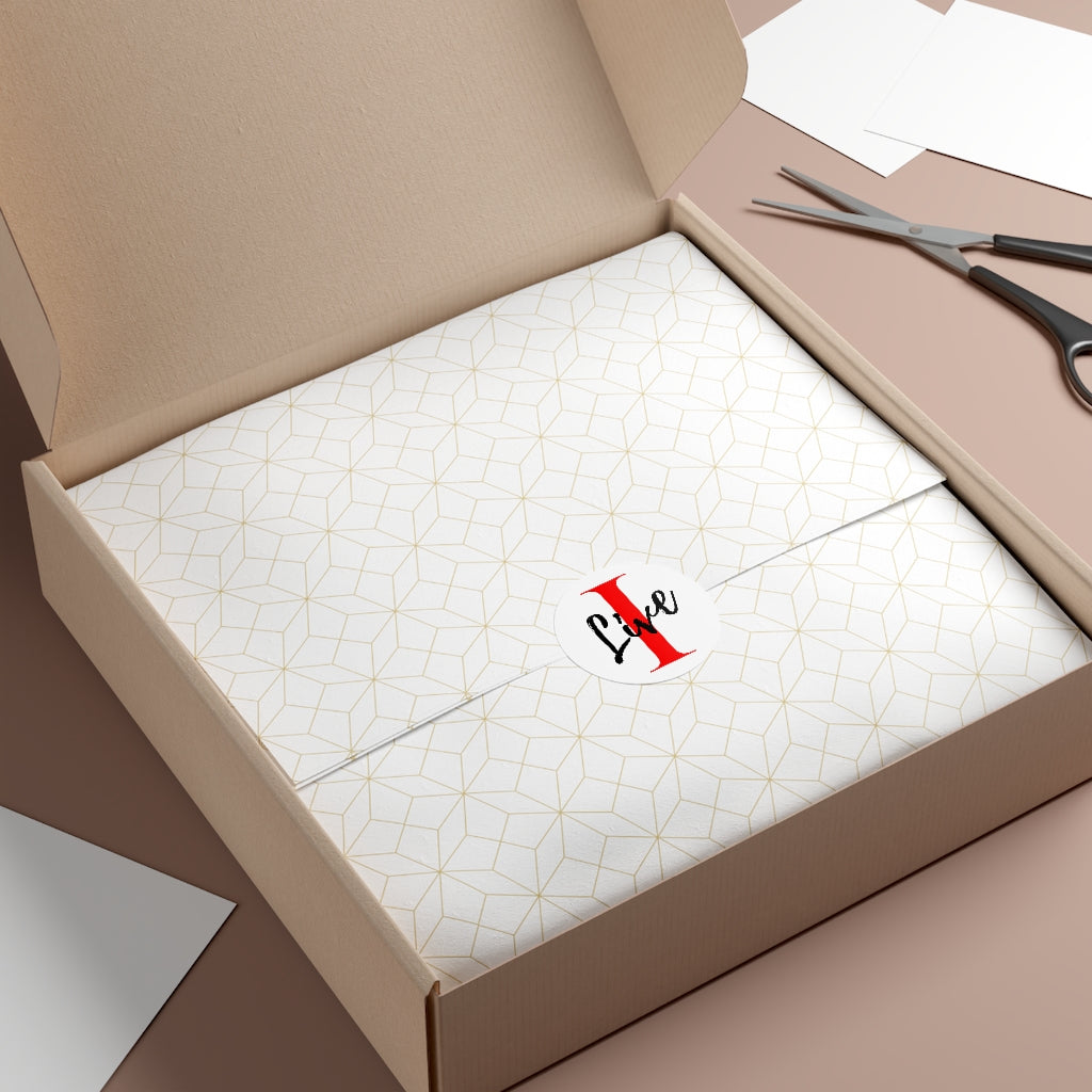 Oversized "I" Cursive LIVE On White Round Vinyl Stickers