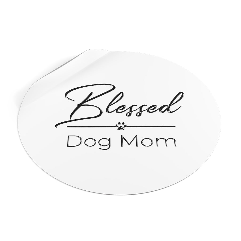 Black Blessed Dog Mom On Round Vinyl Stickers
