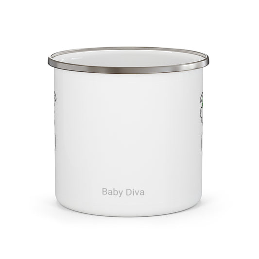 Green Baby Diva Enamel Camping Mug