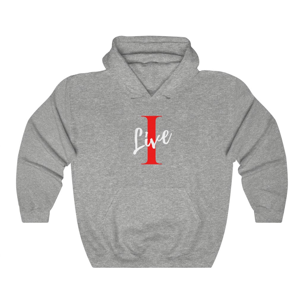 Oversized "I" LIVE On Colored Unisex Heavy Hooded Sweatshirt