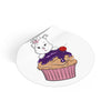 Purple Diamond Cupcake On Round Vinyl Stickers