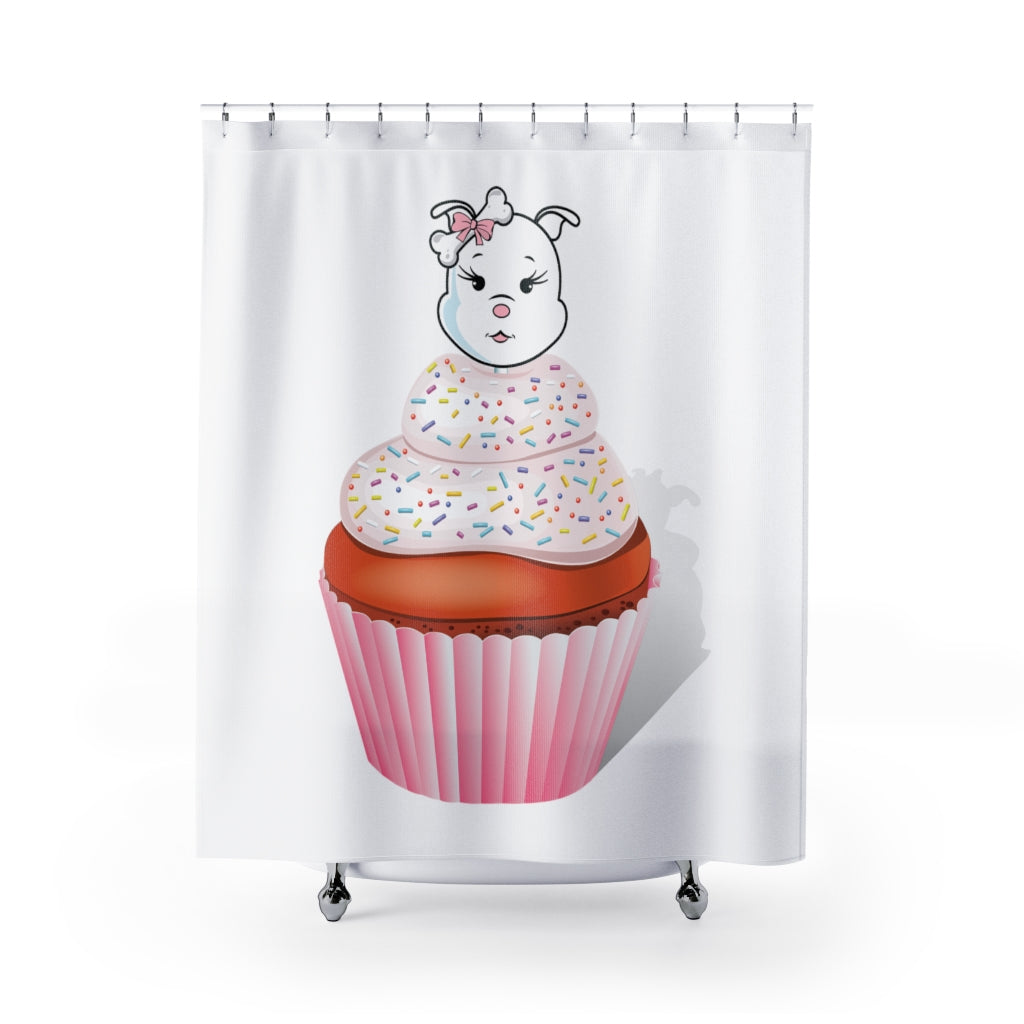 Vanilla With Sprinkles Diamond Cupcake On Shower Curtains