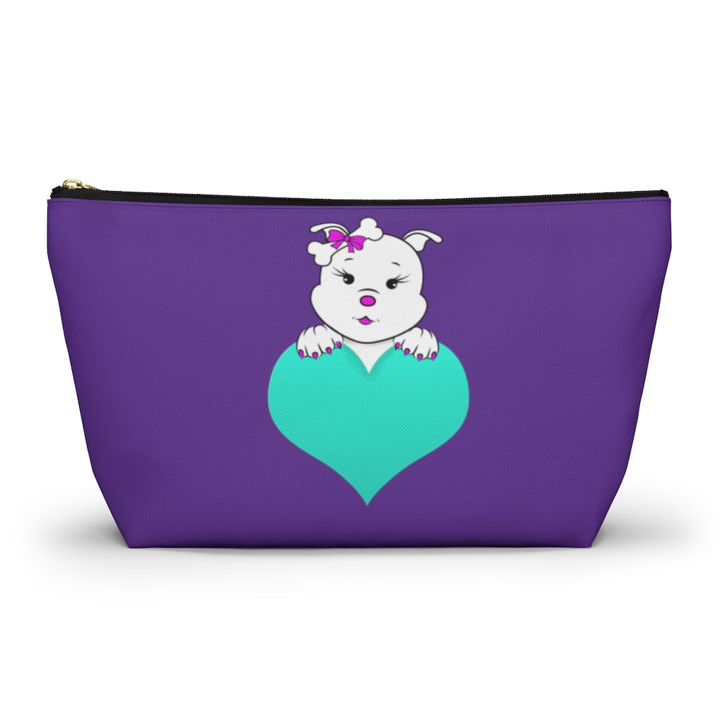 Purple Diamond On Big Heart On Purple Accessory Pouch w T-bottom