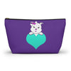 Purple Diamond On Big Heart On Purple Accessory Pouch w T-bottom