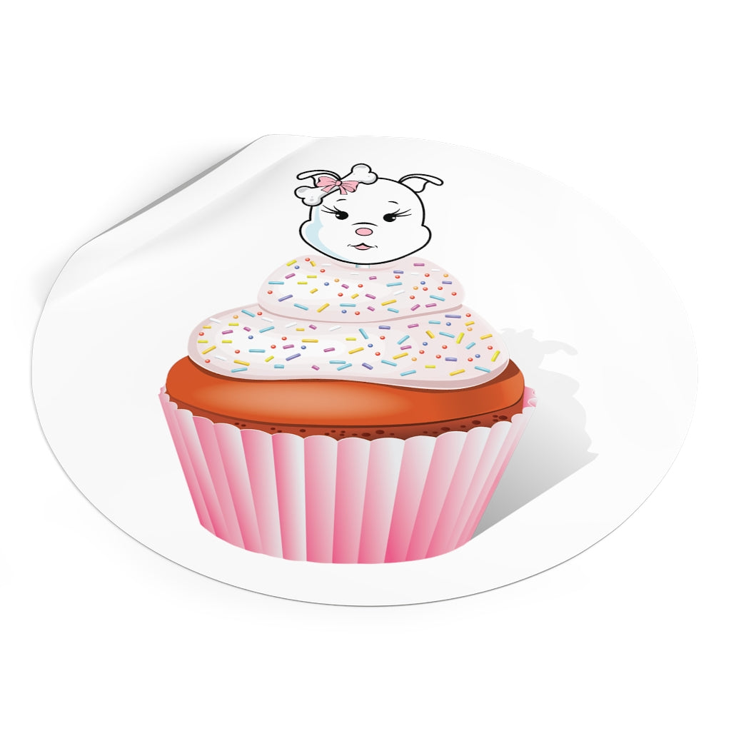 Copy of Vanilla With Sprinkles Diamond Cupcake On Lavender Round Vinyl Stickers