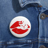 Red Diamond Lips On White Custom Pin Buttons