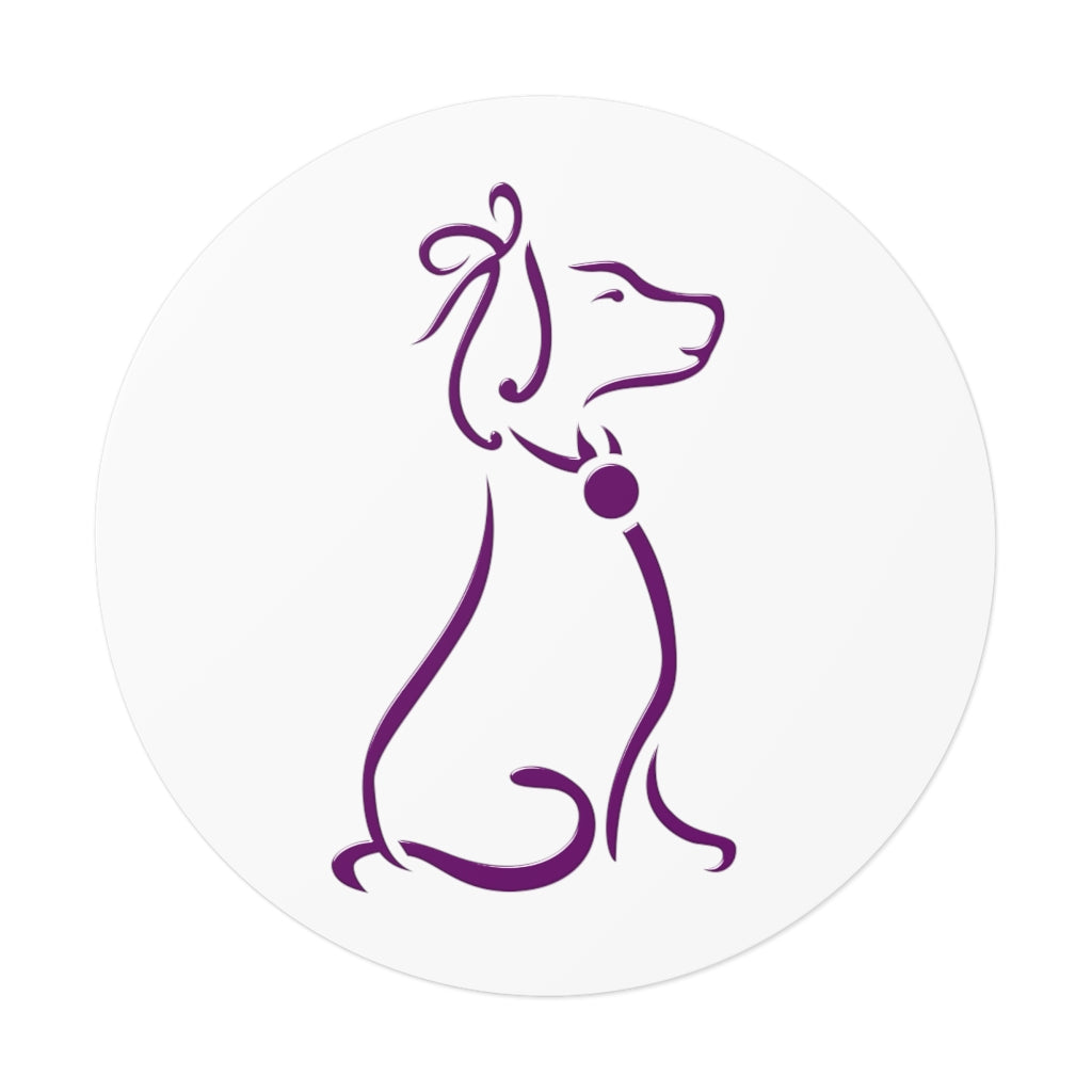 Purple Poochie Diva Icon On Round Vinyl Stickers