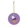 Copy of Purple Diamond Cupcake  On Purple Ceramic Ornaments