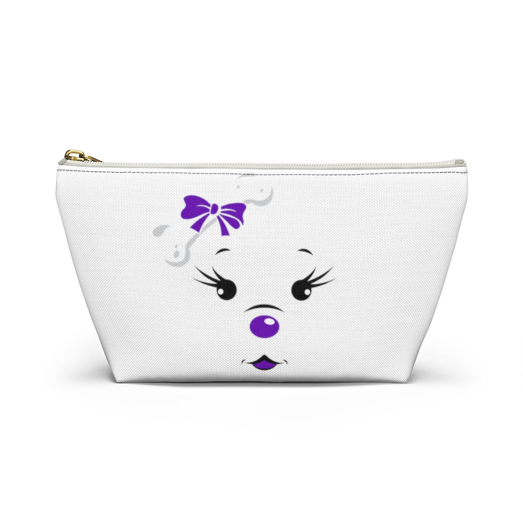 Purple Diamond Face On White Accessory Pouch w T-bottom