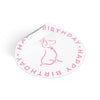 Pink Poochie Diva&#39;s Happy Birthday On White Round Vinyl Stickers