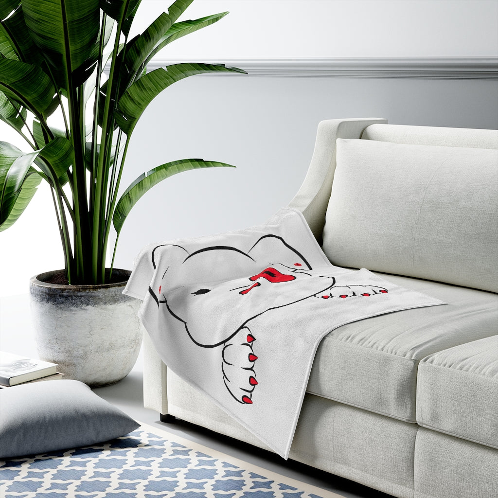 Red Mumbles Showing Paws On Velveteen Plush Blanket