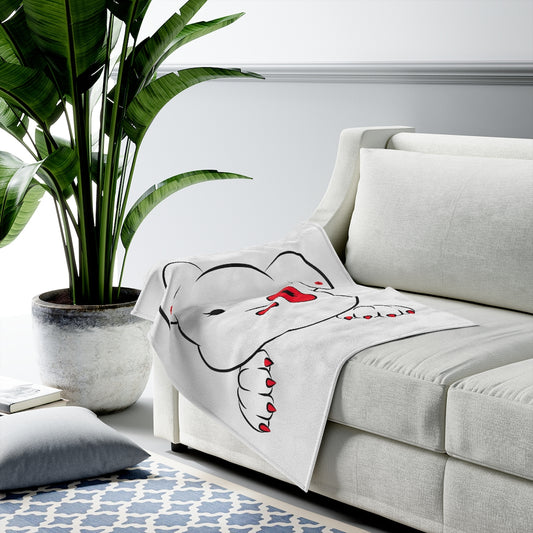 Red Mumbles Showing Paws On Velveteen Plush Blanket