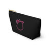 Diamond Pink Outline On Black Accessory Pouch w T-bottom