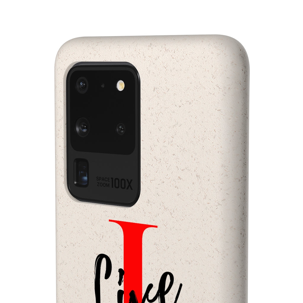 Oversized "I" Cursive LIVE On White Biodegradable Case