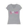 Mumbles Love On Women&#39;s Jersey Short Sleeve V-Neck Tee